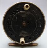 Herbert Hatton, Hereford for J W Young centrepin trotting reel with silver front rim, diameter 10.