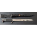 German KS98 pattern bayonet with Carl Eickhorn to ricasso, 25cm fullered blade, scabbard and frog