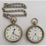 Two British Railways Midland region Phenix keyless winding open faced pocket watches, both with