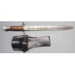 British 1888 pattern Mk1 second type bayonet, no stamps, with 30cm blade and frog