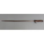 German S98 pattern bayonet with one piece wooden grip, Erfurt makers, regimental mark G.F.R.2 197 to