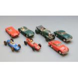 Seven Tri-ang Scalextric model motor racing cars comprising 4½ Litre Supercharged Bentley C64, two