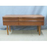 G plan retro style sideboard with two long and two short drawers, W133 D45 H66cm