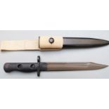 British L1A4 bayonet with 20cm fullered bowie blade, scabbard and frog