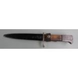 German Ersatz knife bayonet with Demag Duisburg makers and D.R.G.H to ricasso, 15cm 'bowie' blade,