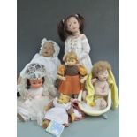 Five various dolls including a large Goebel example 36cm tall, one marked PSH, Heidi Ott etc,