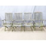 Set of four teak folding garden chairs
