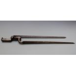 British 1842 pattern socket bayonet with 43cm blade together with a 47.5cm cruciform blade example