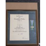 German Third Reich Nazi Mother's Cross, framed with certificate