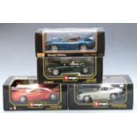 Four Burago and Maisto 1:18 scale diecast model vehicles comprising Ferrari Testarossa (1984)