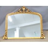 An ornate overmantel mirror, W115 H120cm