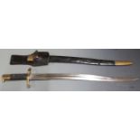 British 1856/58 pattern sword bayonet with brass crossguard and pommel, 58cm fullered yataghan