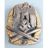 German Third Reich Nazi replica assault badge (100), Assman makers, stamped A