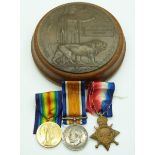 British Army WWI medals comprising 1914/1915 Star named to Pte G G Ashton East Yorkshire Regiment,