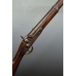 Indian Army 20 bore percussion hammer action two band cavalry carbine rifle with lock stamped 1856