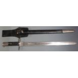 British 1875 pattern volunteer sawback sword bayonet with Kirschubaum makers, 46cm fullered