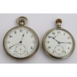 Two British Railways Midland region keyless winding open faced pocket watches, both with