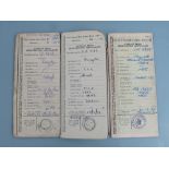Three 'buff' motorcycle logbooks comprising 1928 Raleigh, 1929 Francis Barnett and 1932 Ariel