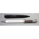 German 84/98 pattern bayonet with flashguard, F11185 to guard and 25cm fullered blade and scabbard