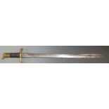 British Sappers/ Miners 1855 pattern Lancaster sword bayonet with brass pommel and stamped 44th to