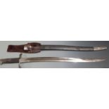 British 1856/58 pattern sword bayonet Gebruder Weyersberg makers, 58cm fullered yataghan blade,