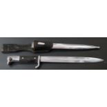 German KS98 pattern bayonet with 25cm fullered blade, scabbard and frog