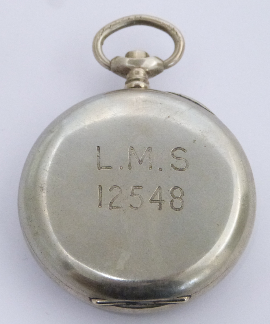 London Midland and Scottish railway Recta keyless winding open faced pocket watch with inset - Image 2 of 2