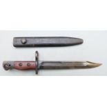 British No5 pattern knife bayonet stamped WS to ricasso, with large muzzle ring, 20cm 'bowie'