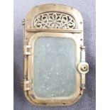 Withdrawn Cunard RMS Lusitania, bronze window or porthole from the promenade deck with wheel