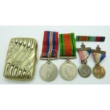 WWII War Medal and Defence Medal together with unrelated medal ribbon, commemorative Coronation