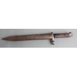 Austrian 1895 pattern Mannlicher bayonet with some clear stamps to ricasso and crosspiece, 25cm