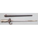 French 1886/35 pattern Lebel bayonet with 33.5cm cruciform blade and scabbard