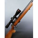 BSA Sportsman Five .22LR bolt-action rifle with semi-pistol grip, raised cheek piece, sling