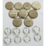 A quantity of railway interest pocket watch parts including nine case backs comprising four BR (