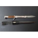 German KS98 pattern bayonet with Kirschbaum maker's mark to ricasso, staghorn style grips, 25cm