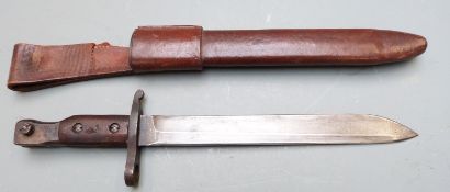 Canadian M1910 pattern knife bayonet for the Ross rifle with clear stamps to pommel, 25cm unfullered