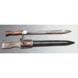 German 98/05 pattern bayonet with sawback removed, marked 917 to crossguard, 36cm blade, with