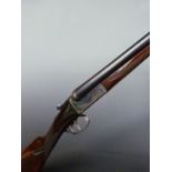 AYA No. 4 12 bore side by side ejector shotgun with named and engraved lock, engraved trigger guard,