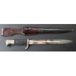 German KS98 pattern bayonet with WKC maker's mark to ricasso, 25cm fullered blade, scabbard and