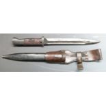 German 84/98 pattern bayonet with flashguard, stamped Jos. Corts 1822 to ricasso, RZM and Eickhorn