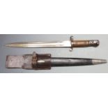 British 1903 pattern sword bayonet with grip plates secured by two screws, with oil hole in