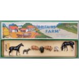 Britains Farm lead model figure set comprising two horses, two pigs, donkey, turkey and goose, 123F,