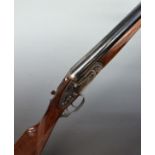 Arizaga 12 bore sidelock side by side shotgun with border engraved locks, trigger guard underside