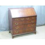 Georgian inlaid mahogany bureau with fitted interior, W100 D55 H104cm