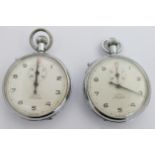 Two British Railways Western region Lemania Nero stopwatches, both with subsidiary dials, black