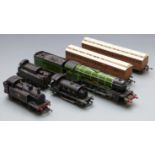 Five Tri-ang and Hornby 00 gauge locomotives and coaches including The Flying Scotsman, LMS and BR