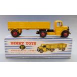 Dinky Toys diecast model Articulated Lorry with yellow cab and trailer, black trim and red hubs,
