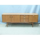 G-Plan retro sideboard with three cupboards and four drawers, W206 D46 H79cm