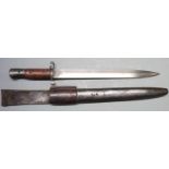 British 1903 sword bayonet, some clear stamps to ricasso, crossguard and pommel, 30cm blade, with