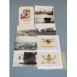 Three WWI silk embroidery postcards including Royal Flying Corps, military postcards with flying